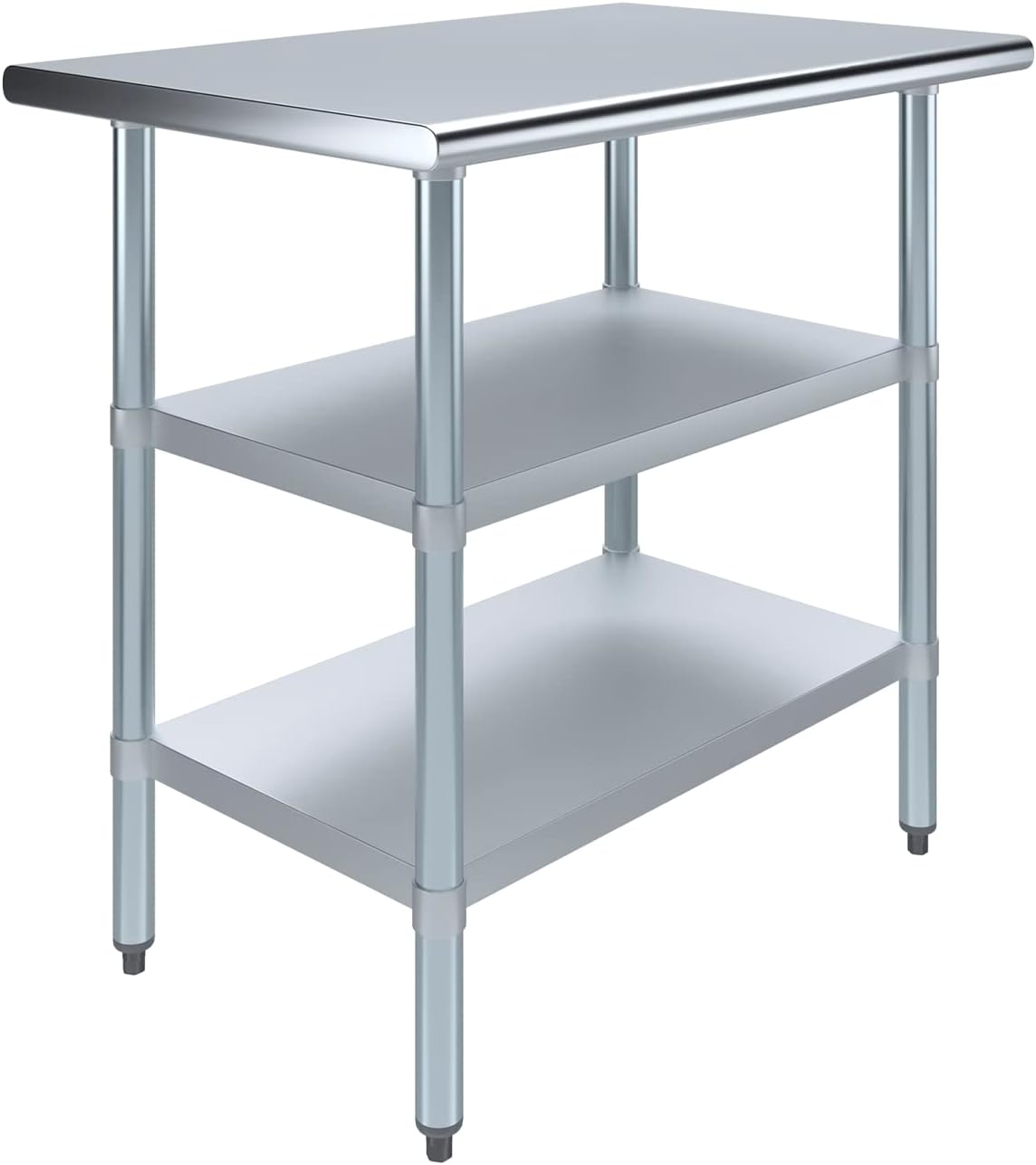 AmGood Stainless Steel Work Table with 2 Shelves | NSF | Metal Utility Table (36" Long x 24" Deep)