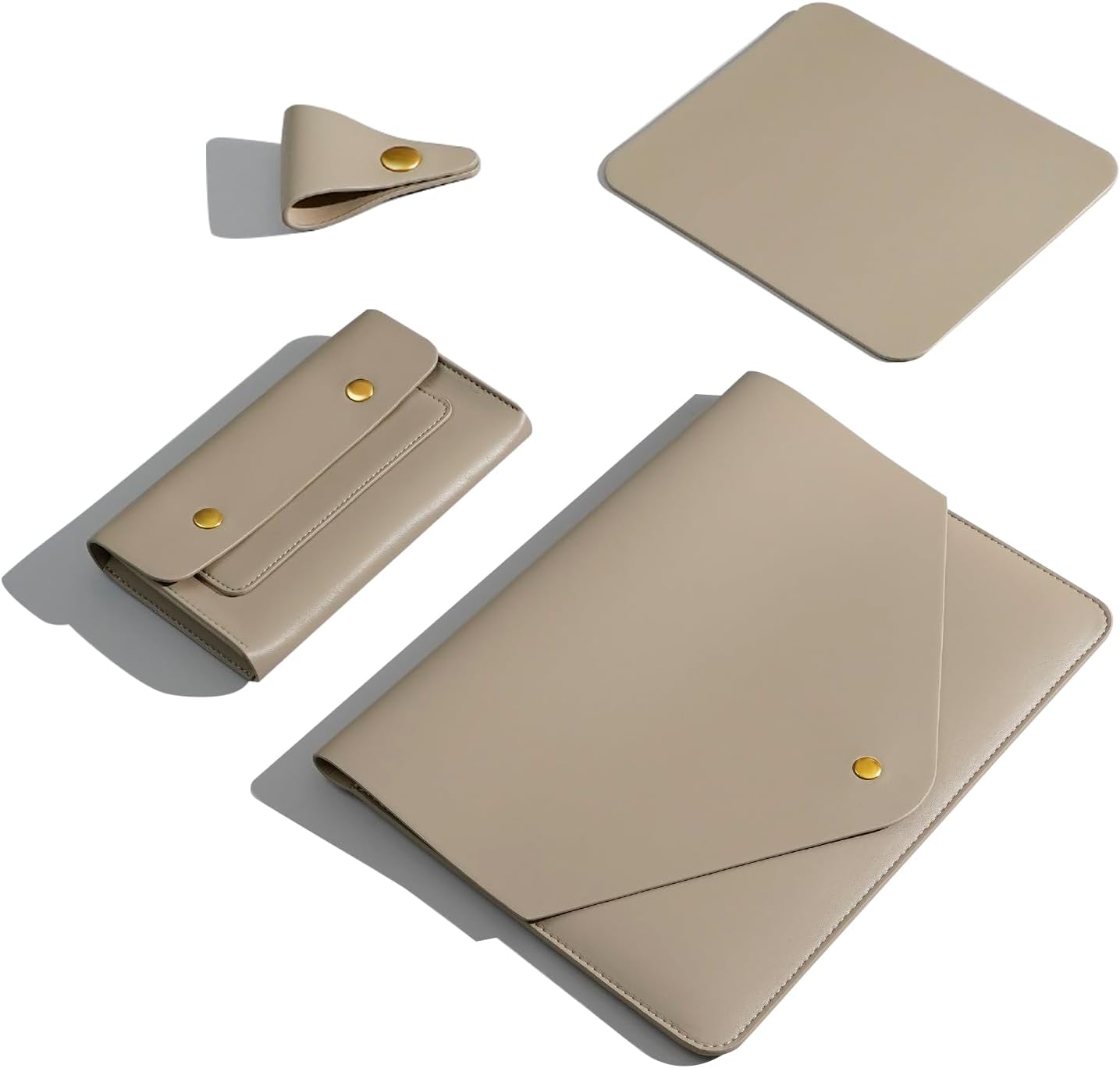 Laptop Sleeve Compatible with 2024 13inch MacBook Air M3,13 MacBook Pro M2, Surface Pro 3 4 5 6 7, Dell XPS 13 with Small Pouch, Mouse Pad and Cord Holder Color Khaki