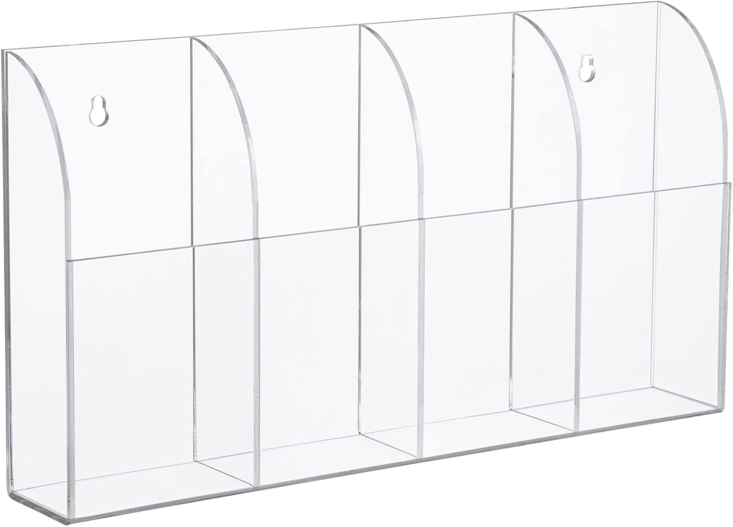 Yeeco Acrylic Remote Holder Wall Mount - 4 Compartment, Clear Acrylic Remote Control Holder, 10.4''1.6''5.6'' Wall Pen Holder, Pen & Makeup Key Organizer