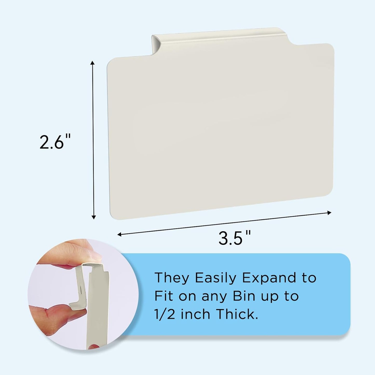 Metal Basket Bin Label Clip (Cream, 8 Metal Label Clip)