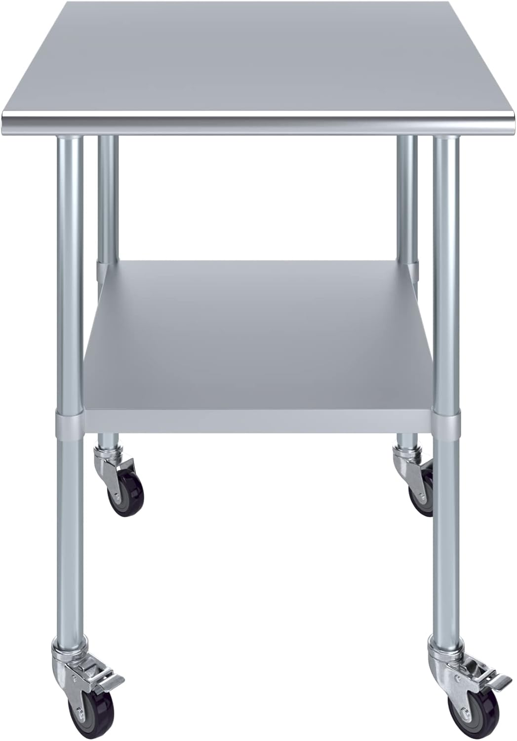 AmGood 30" x 30" Stainless Steel Work Table with Casters | Heavy Duty Metal Utility Table On Wheels | Kitchen Island Cart
