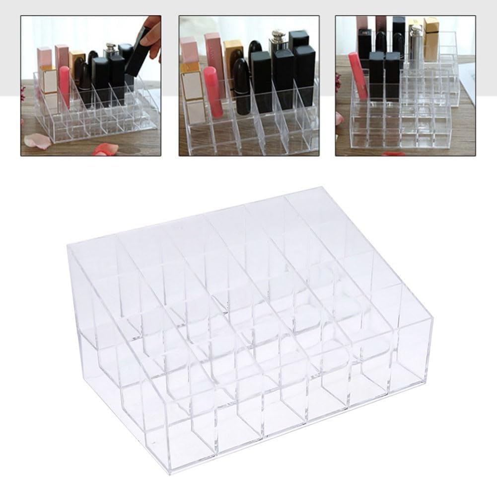 Acrylic Makeup Organizer 4 Tier Storage Rack Clear Cosmetic Shelf for Nail Polish, Lipstick, Essential Oil Bottle Holder Desktop Beauty Organizer with Railing to Tipping