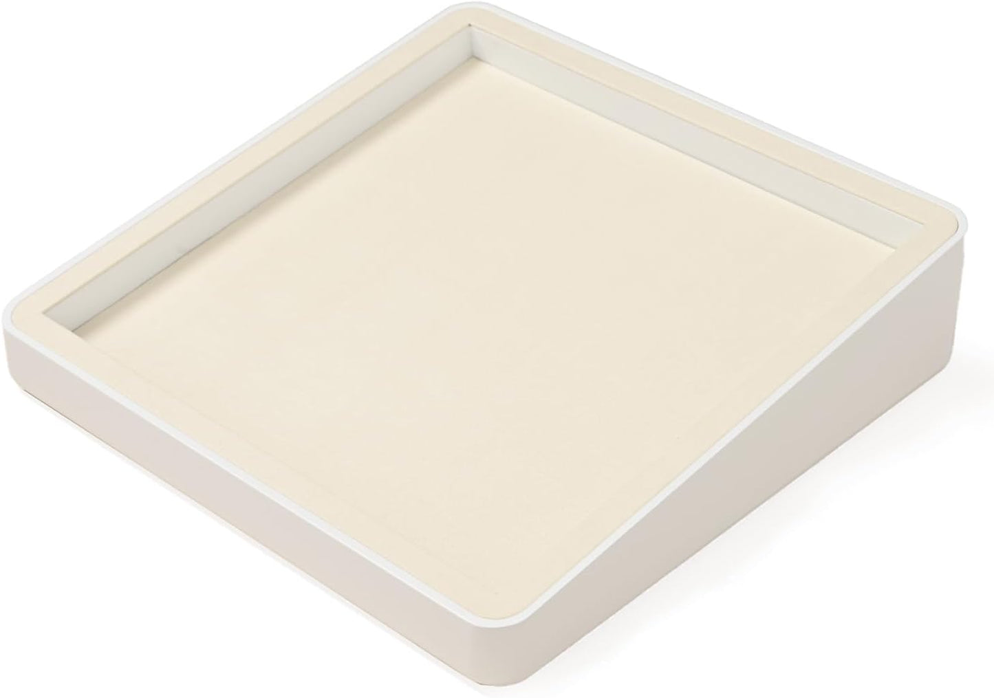 Oirlv Microfiber Jewelry Tray Showcase Display Necklace Bracelet Ring Showcase Display Empty Plate(Beige)