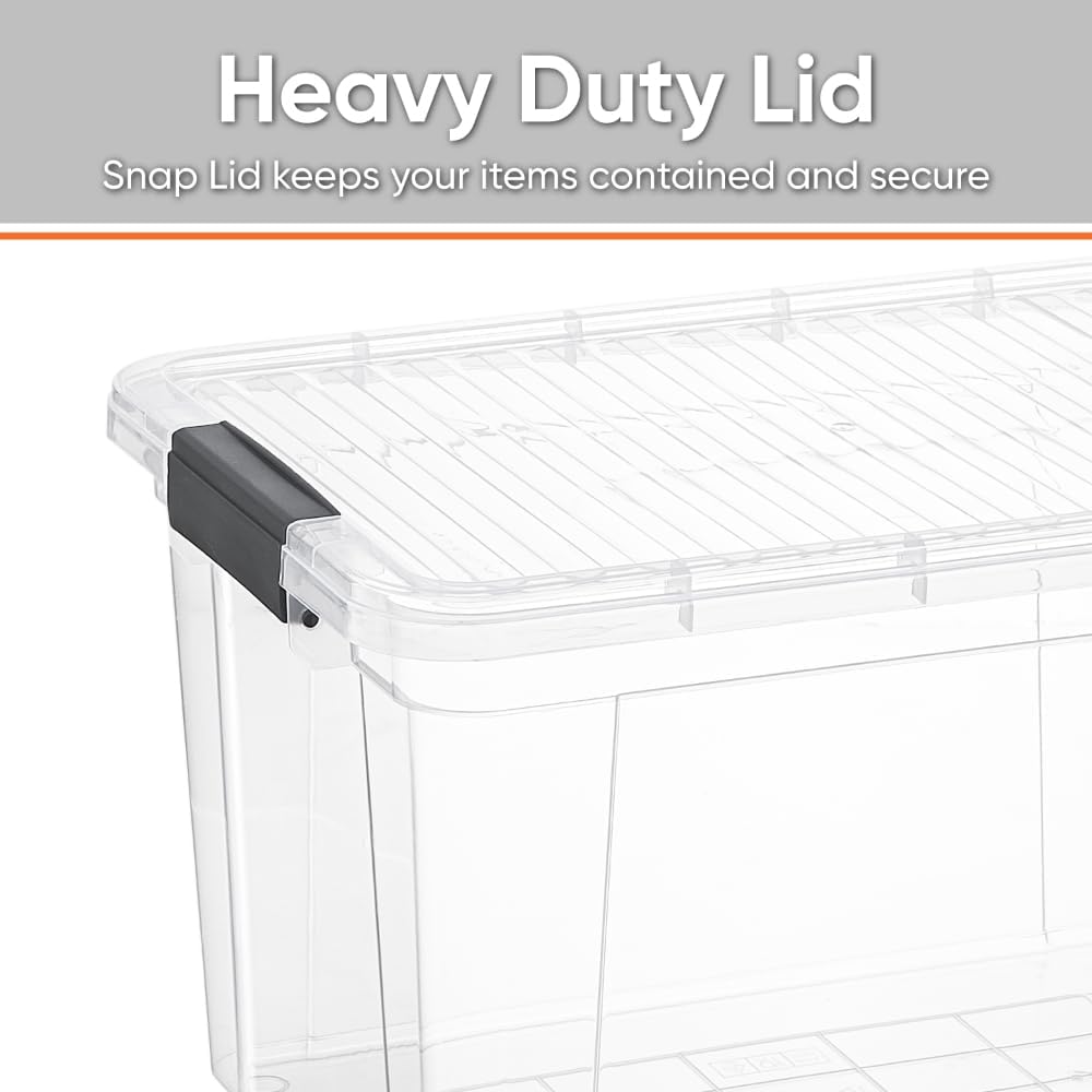 Superio Clear Storage Boxes with Lids, 14.25 Quart Plastic Container Bins for Organizing, Stackable Crates, BPA Free, Non Toxic, Odor Free, Organizers for Home, Office and Dorm, 8 Pack