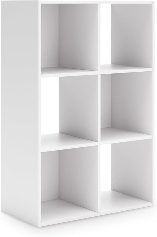 Signature Design by Ashley Onita Modern 3-Tier Floor Standing 6 Cube Organizer for Living Room, Wood, Works with 10.5 W x 10.5 D x 11 H Storage Bin (Sold Separately), White