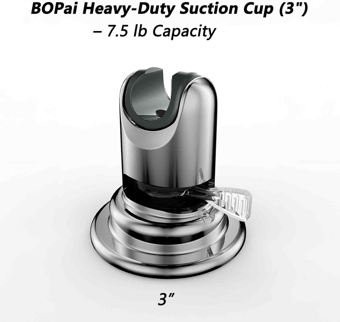 BOPai Suction Cup Shower Head Holder for Handheld Shower – No Drill, for Smooth Surfaces Only, Adjustable 20°, Chrome