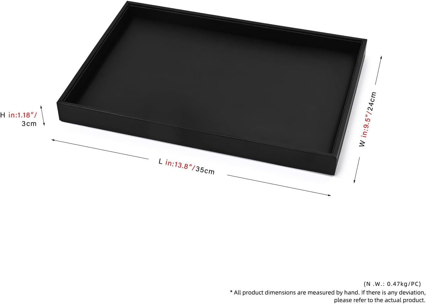 Black PU Leather Jewelry Display Flat Tray Ring Necklace Watch Organizer Display Tray (1 grid)
