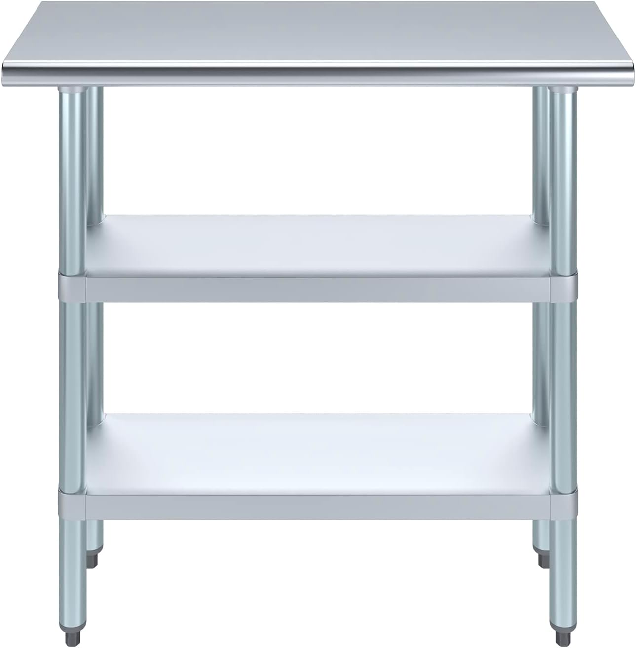 AmGood Stainless Steel Work Table with 2 Shelves | NSF | Metal Utility Table (36" Long x 14" Deep)