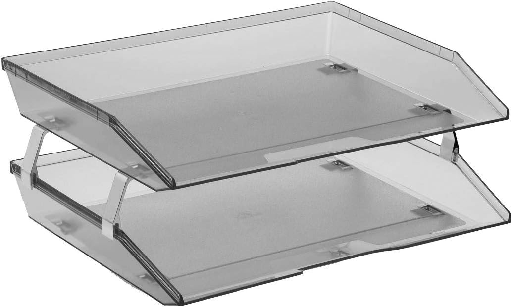 Acrimet Facility 2 Tier Letter Tray, Side Load, Letter Size/A4, Desktop File Organizer, Plastic (Clear Smoke Color)