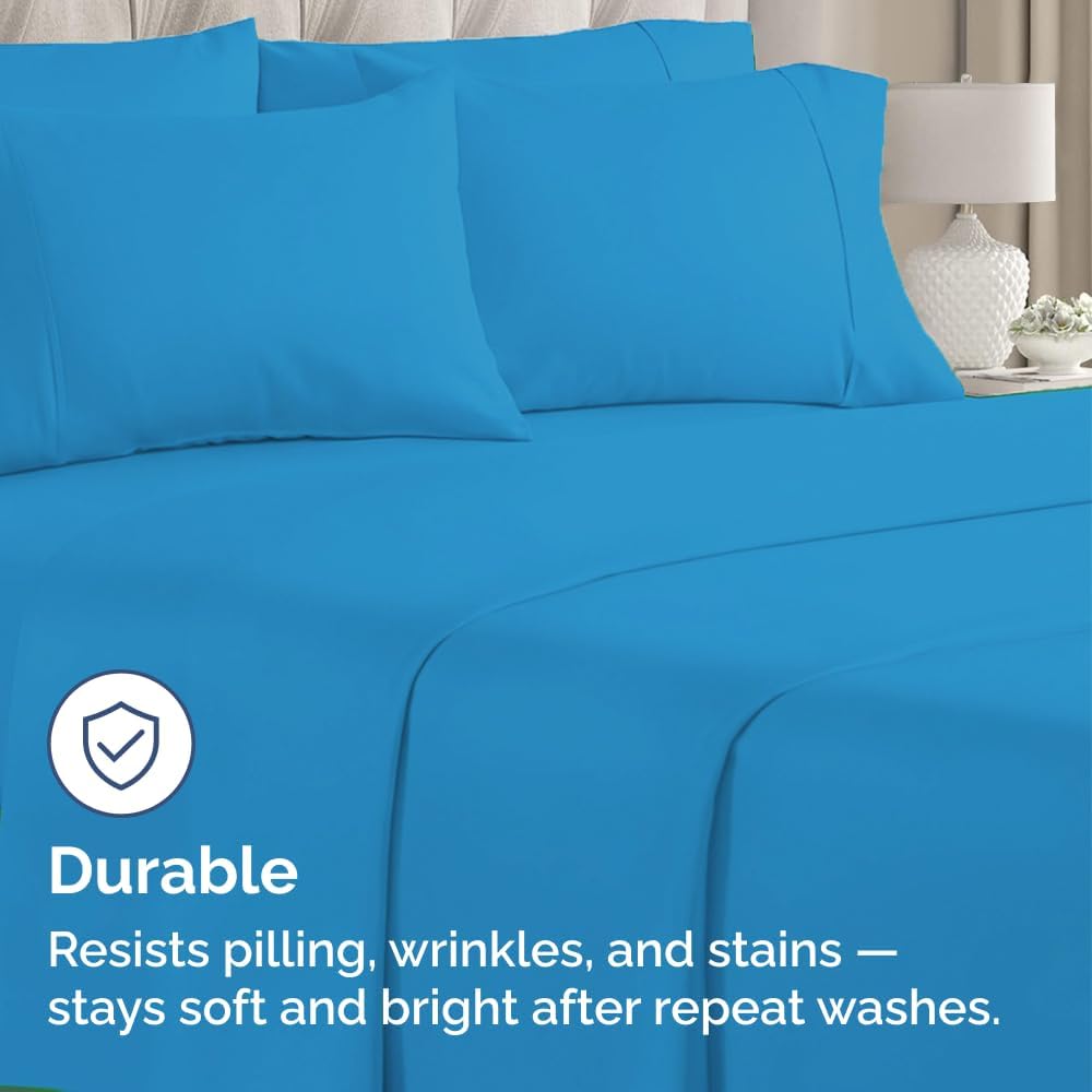 King Pillow Cases - 4 Pack - Super Soft Pillowcase Covers - Envelope Enclosure - Hotel Quality Pillow Protectors - Wrinkle Free, Shrink & Stain Resistant - Machine Washable - 20" x 40" (Denim Blue)