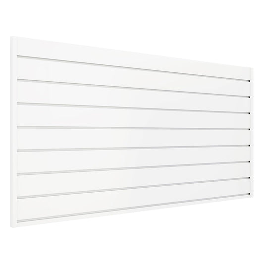 4FT x 2FT Modern White PVC Slatwall Panel, Wall Mounted, 1 Shelf, Garage Storage, 75 lbs Weight Capacity