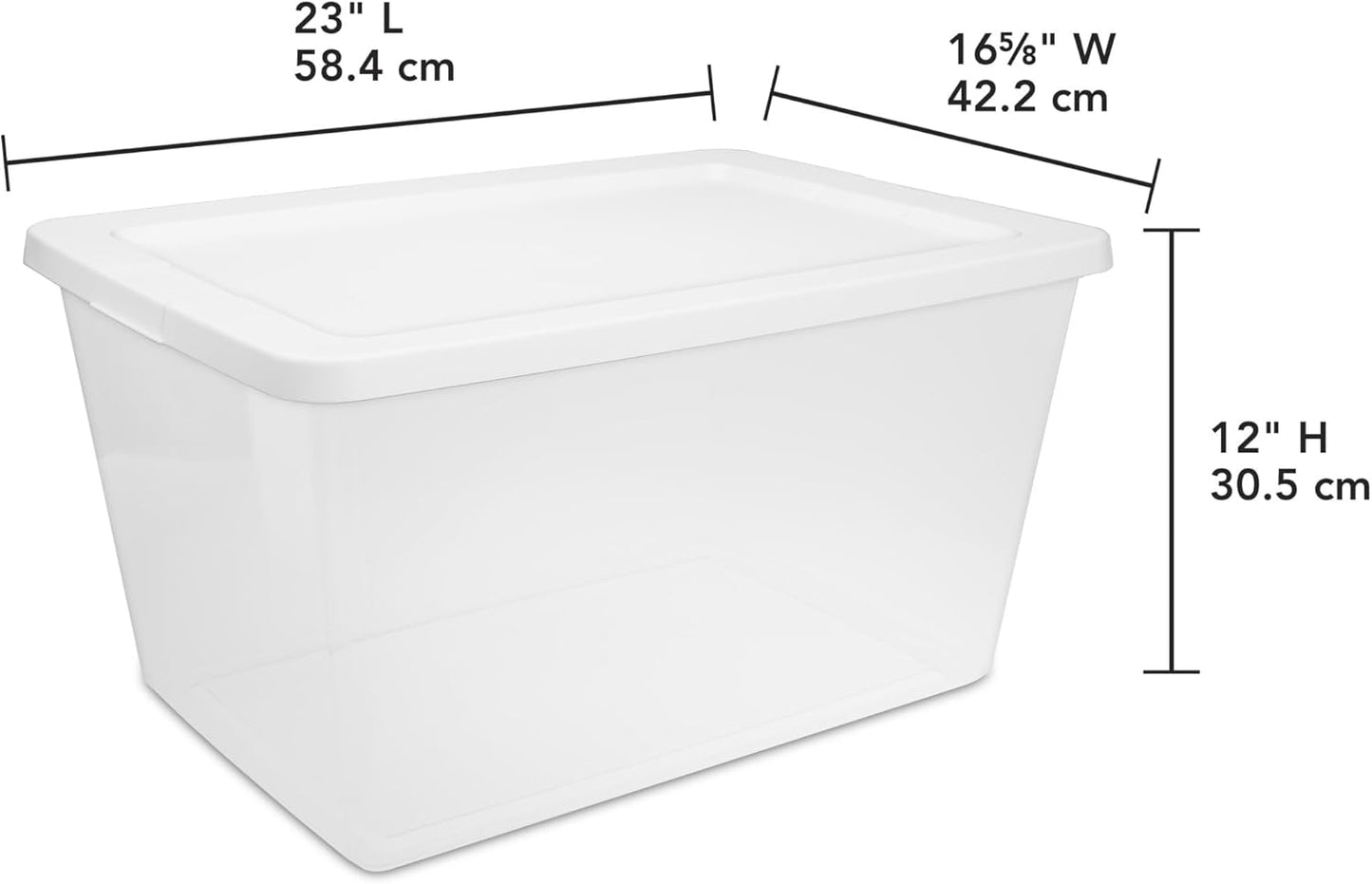 2-Pack 58 Quart Clear Storage Bins with Snap-On White Lids, Stackable Plastic Containers for Home Organization, Closet, Bedroom, Garage Storagea