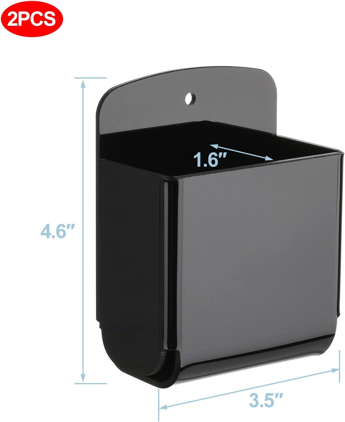 Cosmos Pack of 2 Acrylic Remote Control Holder Adhesive Wall Mount Phone Holder Wall Mount Organizer Media Storage Box Phone Charging Storage Box for Home Office Living Room Bedroom (Solid Black)