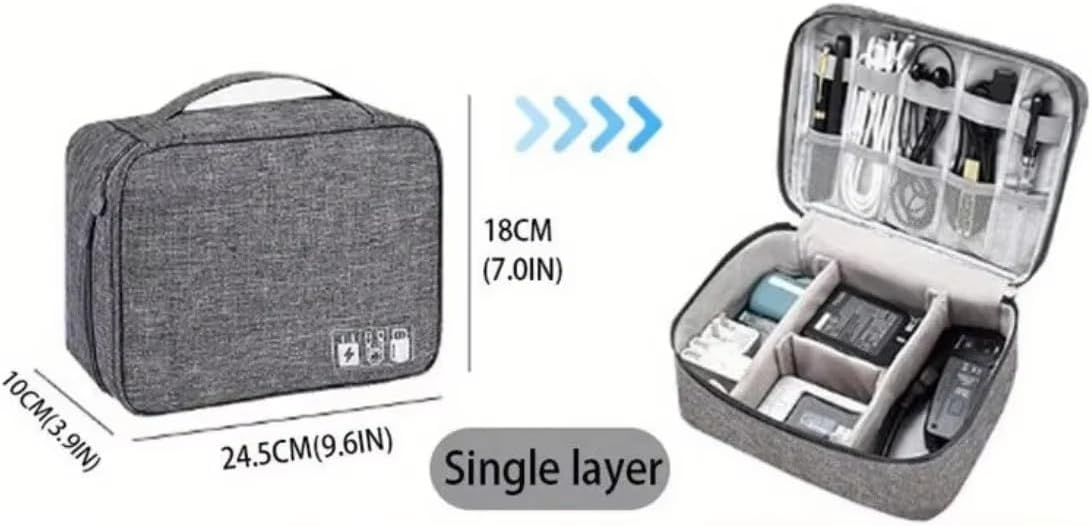 Travel Cable Organizer Bag for Electronics Accessories Portable Tech Carrying Large Storage Case for Charger, Cord, Power Bank, Hardware Waterproof (1PCS) (Black)