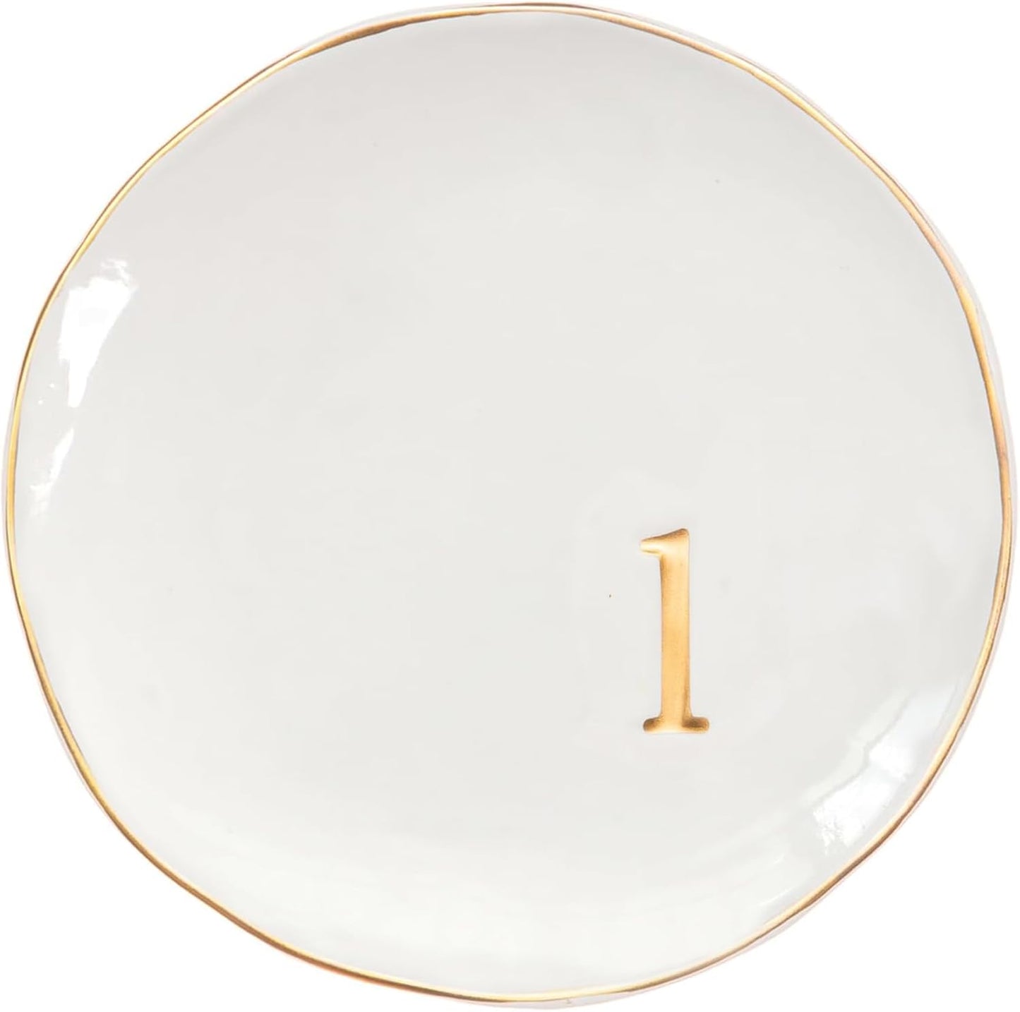 COLLECTIVE HOME - Ceramic Jewelry Tray, Decorative Trinket Dish for Rings Earrings Necklaces Bracelet Watch Keys, Birthday Mother's Day Christmas Gift for Women, 4.75", Glossy (l)
