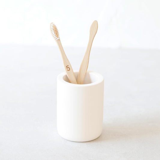 Selegna Drying Stone Toothbrush Holder, Diatomite Toothbrush Holders for Bathroom, Quick Drying Electric Toothbrush & Toothpaste Holder Cup, Diatomaceous Earth Bathroom Sink Organizer (Beige)