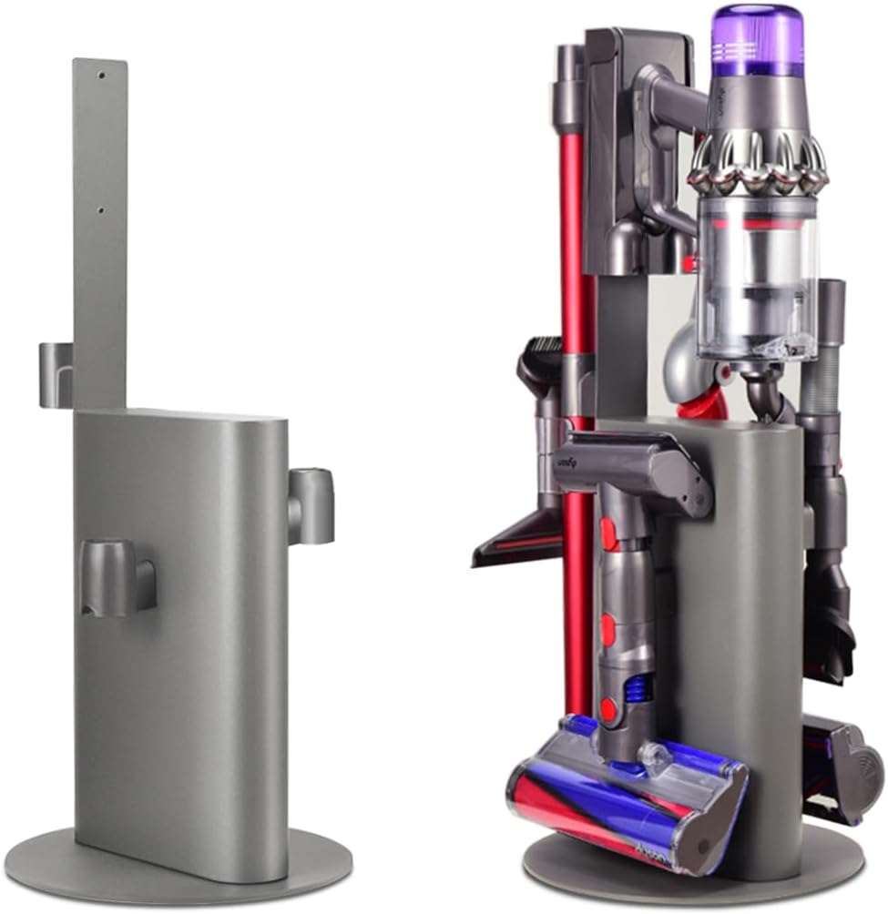 Vacuum Stand Holder for Dyson V15 V11 V10 V8 V7 V6 Cleaner, Stable Metal Storage Rack, Drill-Free Organizer Bracket Compatible with Dyson Cordless Vacuum Cleaner and Its Tools, Grey