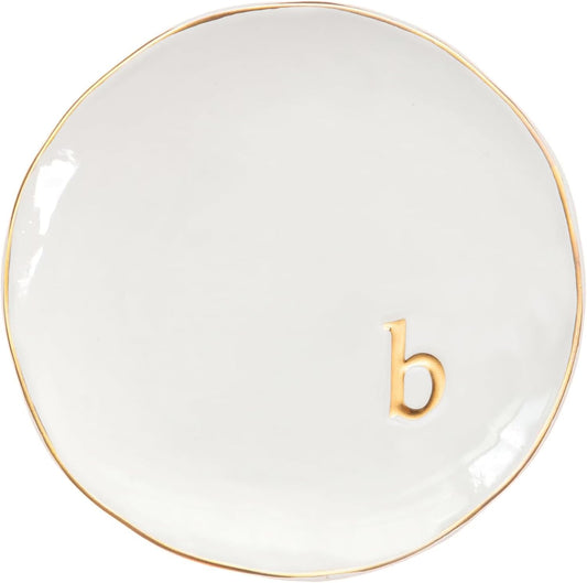 COLLECTIVE HOME - Ceramic Jewelry Tray, Decorative Trinket Dish for Rings Earrings Necklaces Bracelet Watch Keys, Birthday Mother's Day Christmas Gift for Women, 4.75", Glossy (b)