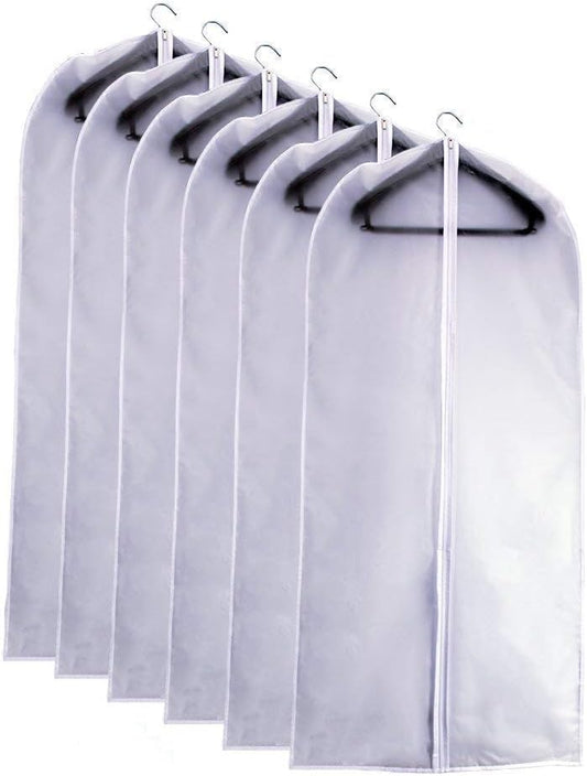 Garment Bags Covers 24''X60'' Dress Bags for Hanging Clothes (Pack of 6) with Study Full Zipper Coat Covers for Closet Clothes Storage Travel