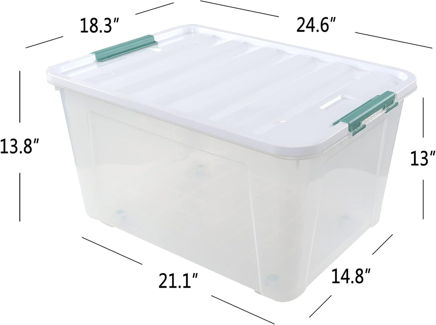 85 Quart Plastic Storage Bin, Stackable and Nestable Storage Boxes with Lids and Secure Latching Buckles, Large Storage Container for Home, Office, Garage (Clear, 85QT-4Pack)