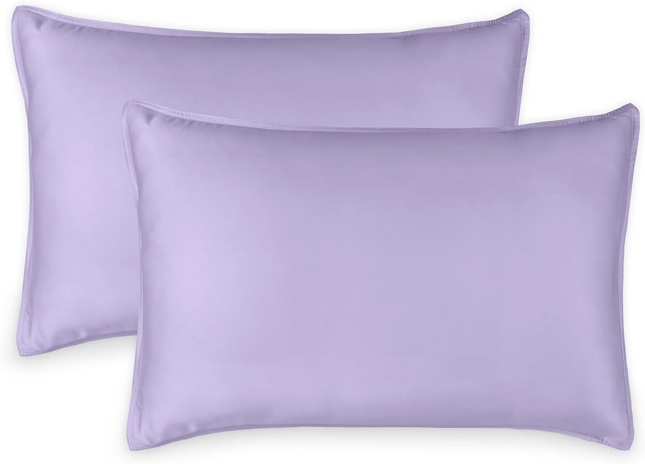 Queen Pillowcases by Pure Bamboo, Genuine 100% Organic Viscose Derived from Bamboo, Luxuriously Soft & Cooling, Double Stitching, Envelope Closure (2 Queen Pillowcases, Lavender)
