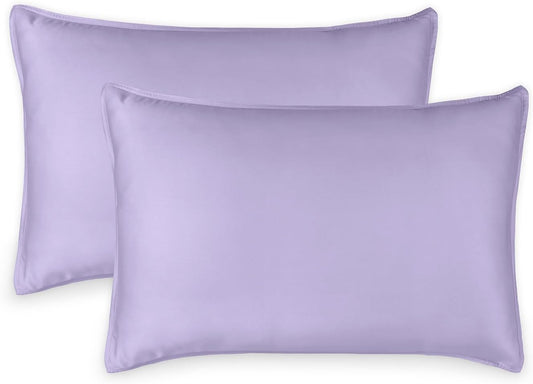 Queen Pillowcases by Pure Bamboo, Genuine 100% Organic Viscose Derived from Bamboo, Luxuriously Soft & Cooling, Double Stitching, Envelope Closure (2 Queen Pillowcases, Lavender)