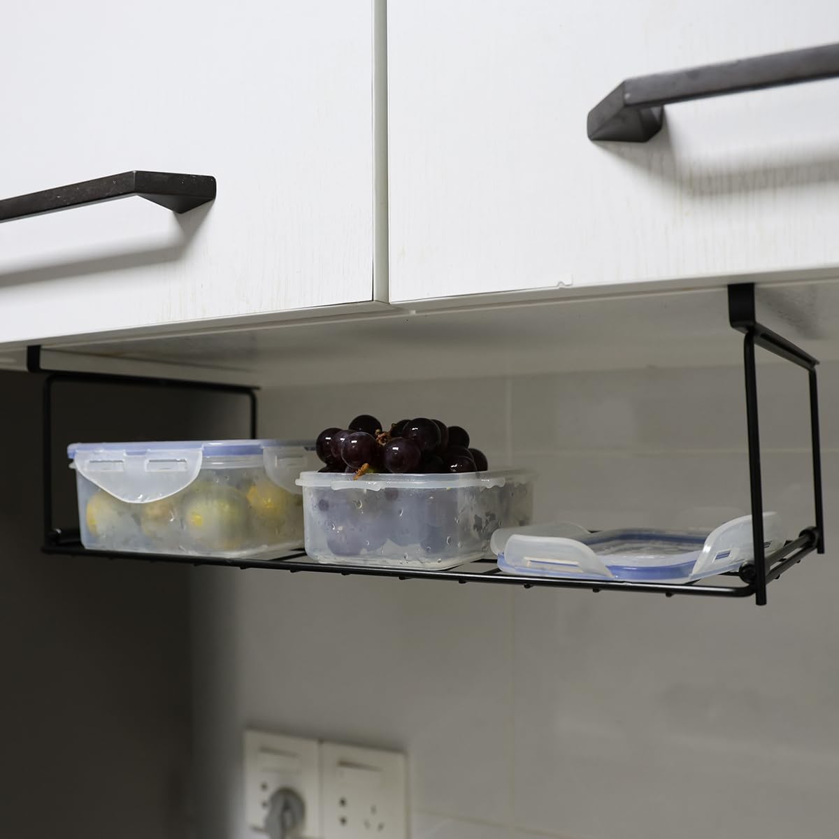 Foil and Plastic Wrap Organizer Kitchen Under Cabinet Desk Pantry Hanging Organizer Storage Foldable Rack (White