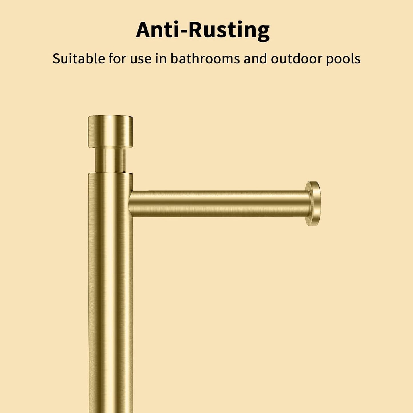 YUMORE Toilet Paper Holder Stand Freestanding, Weighted and Sturdy Stainless Steel Design with Non-Slip Cap, Gold Rustproof Tissue Roll Holder for Modern Bathroom, RV