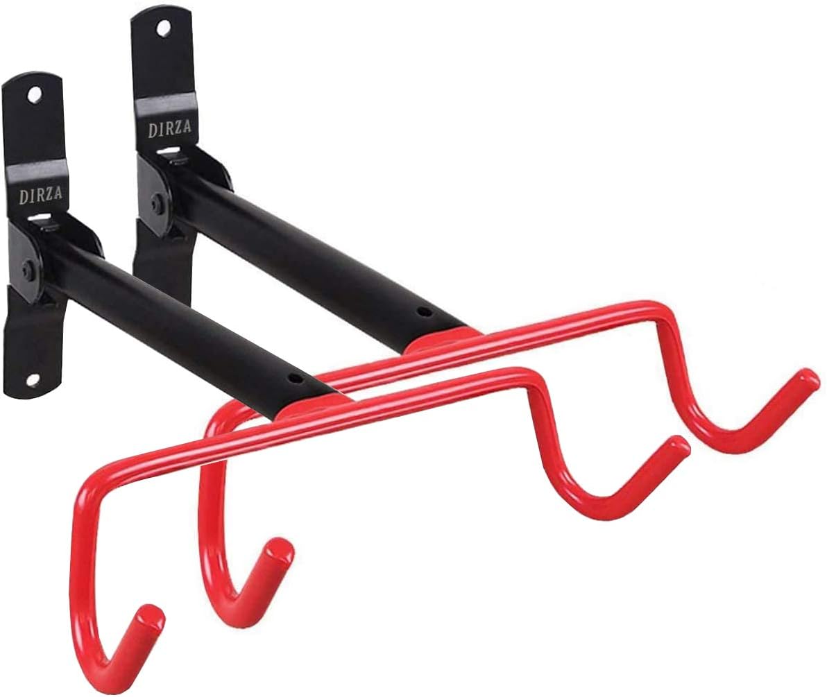 Dirza Bike Wall Mount Bike Hanger 2 Pack Foldable Bicycle Storage Horizontal Bike Rack Bike Hook for Garage Indoor Shed with Screws