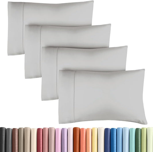 Standard Pillow Cases - 4 Pack - Super Soft Pillowcase Covers - Envelope Enclosure - Hotel Quality Pillow Protectors - Wrinkle Free, Fade & Stain Resistant - Machine Washable - 20" x 26" (French Grey)