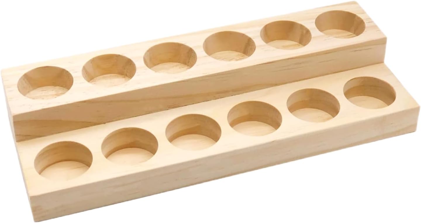 Essential Oil Display Stand Solid Wood Essential Oil Holder with 2 Tier Display Organizer Essential Oils Box Organizer Storage Rack for Organizing Displaying Holds 12 Bottles Shelves for Oil
