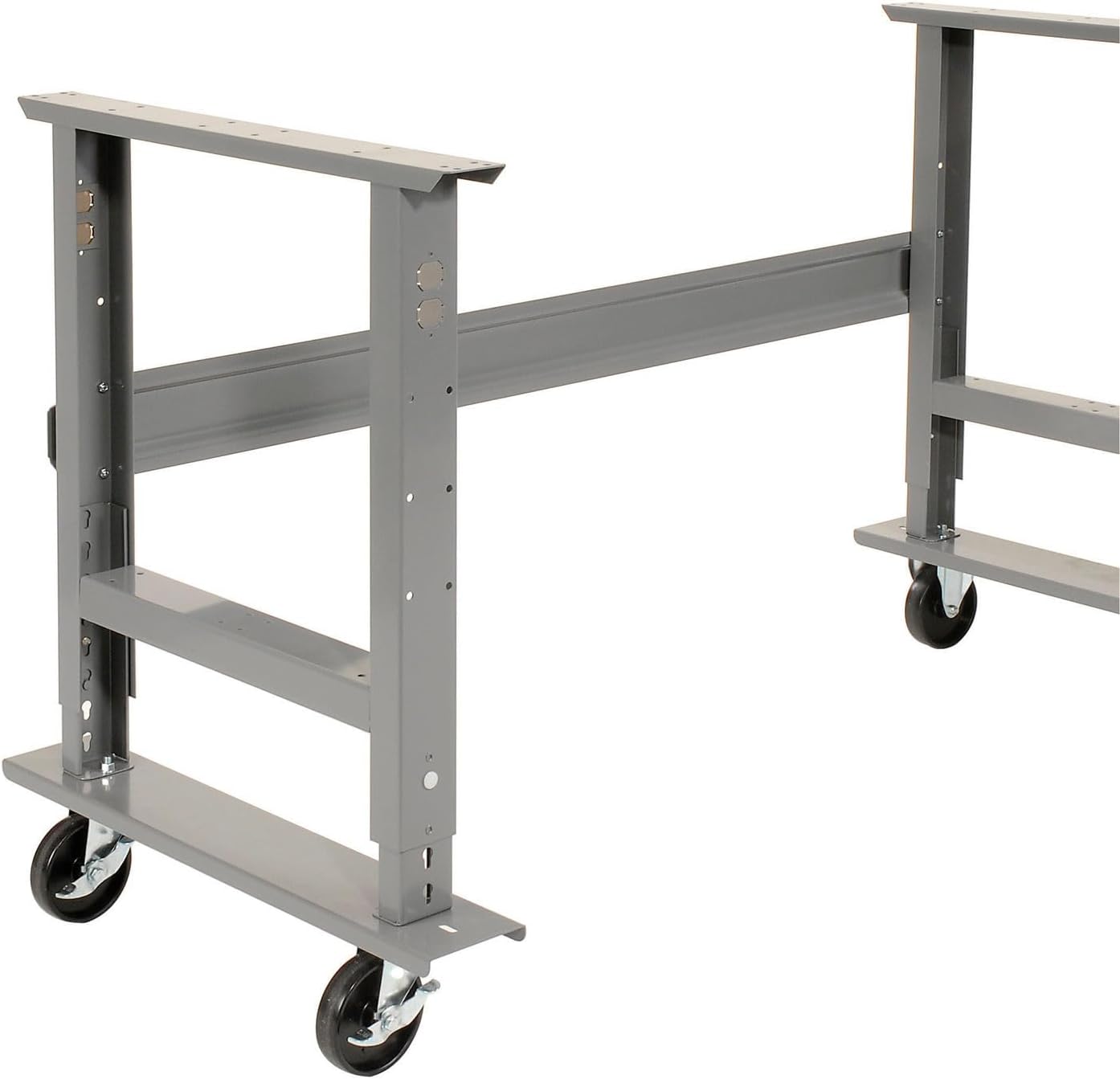 Global Industrial Mobile Adjustable Height Workbench, Maple Butcher Block Square Edge, 72" W x 30" D, Gray