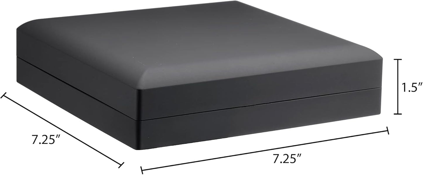 Allure - Large Necklace Box With LED Light, Square Shaped, Elegant Diamond Necklace Case, For Unique Proposal, Engagement Or Wedding, Luxury Black Velvet Interior Jewelry Display Gift Box