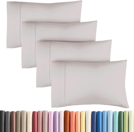 King Pillow Cases - 4 Pack - Super Soft Pillowcase Covers - Envelope Enclosure - Hotel Quality Pillow Protectors - Wrinkle Free, Shrink & Stain Resistant - Machine Washable - 20" x 40" (Light Grey)