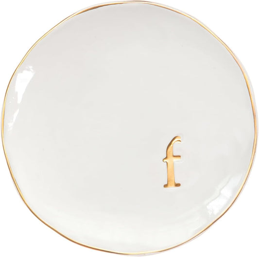 COLLECTIVE HOME - Ceramic Jewelry Tray, Decorative Trinket Dish for Rings Earrings Necklaces Bracelet Watch Keys, Birthday Mother's Day Christmas Gift for Women, 4.75", Glossy (f)