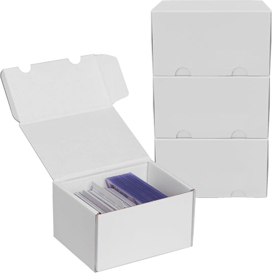 NUMINA Small Trading Card Storage Box 4 Pack, 160 Toploader Card Corrugated Organizer with Dividers & Labels for TCG/MTG Decks and Collector Card Collections