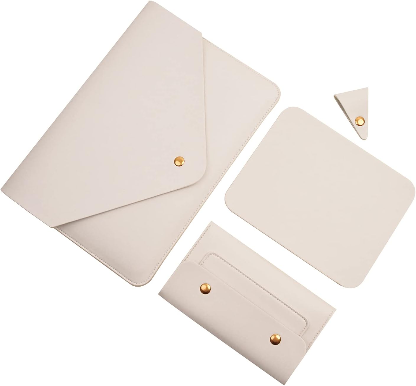 Laptop Sleeve 15 Inch Compatible with New MacBook Pro 15, MacBook Pro 16, Surface Book 15, Dell XPS 15 with Small Pouch, Mouse Pad and Cord Organizer, Color White