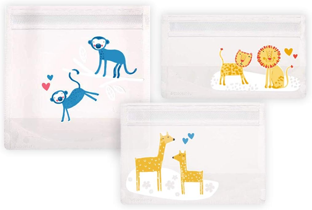 Amazon Brand - Mama Bear Reusable Snack Bags, Hook and Loop, One Size, 6-pack