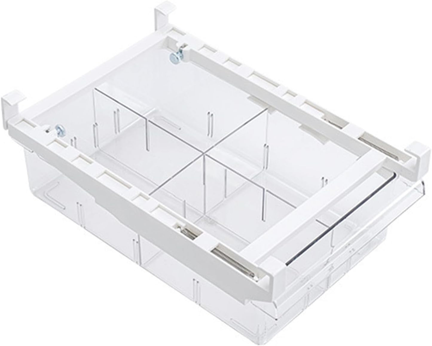Fridge Drawer Organizer, Refrigerator Organizer Bins, Pull Out with Handle, fridge drawer organizer for Deli Meat, Cheese, Produce and More, Stretchable and Deep Storage (White-2)