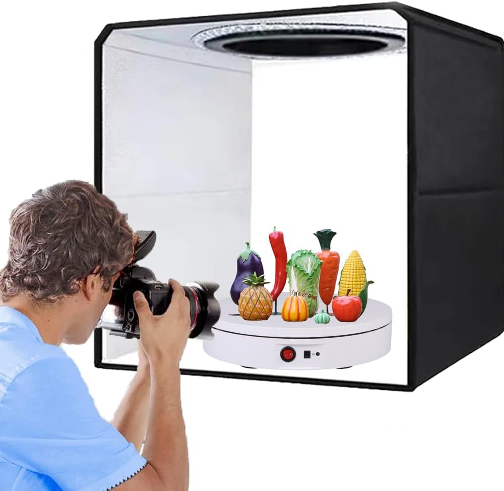 JAYEGT Motorized Rotating Display Stand，330 Lbs Load，360 Degree Electric Rotating Photography Turntable For Products Display，Video Show, Live Show，Remote Control +5 Colors Backgrounds(White / 11.8inch / Rechargeable)