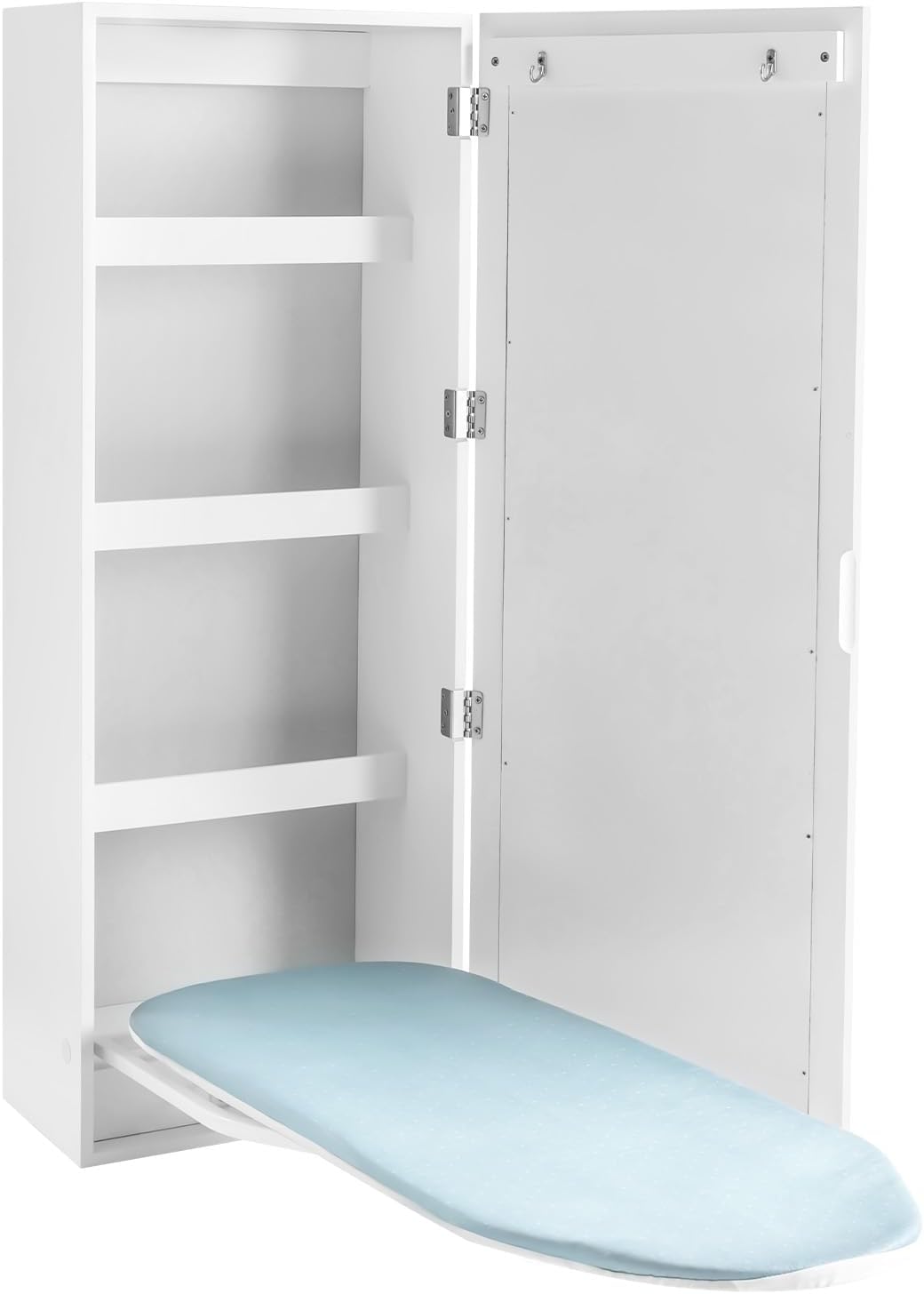 Wall Mounted Ironing Board with Storage Cabinet,Foldable Ironing Storage Station,Built in Foldable Ironing Board Closet with Storage