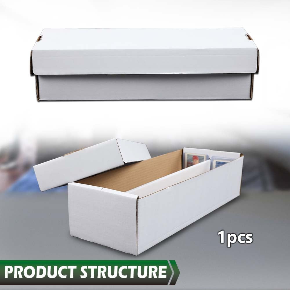 GRAND ORANGE White Transaction Card Storage Box (1,600 CT) Corrugated Board Two Dividers Model Holds Over 300 3x4 Toploads Trading Card