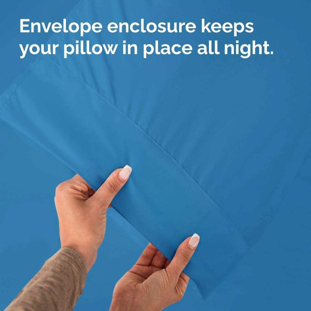 King Pillow Cases - 4 Pack - Super Soft Pillowcase Covers - Envelope Enclosure - Hotel Quality Pillow Protectors - Wrinkle Free, Shrink & Stain Resistant - Machine Washable - 20" x 40" (Denim Blue)