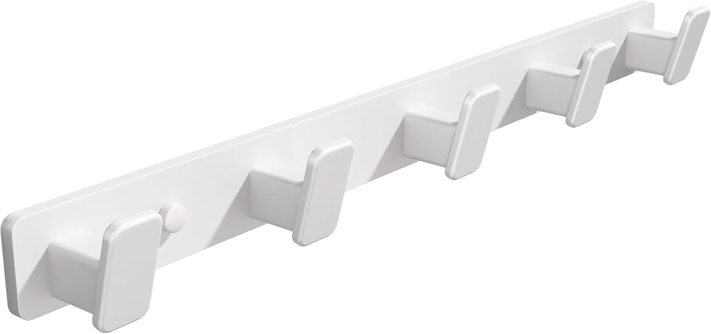 White Coat Rack Wall Hooks for Hanging Heavy Duty Door Hooks with 5 Hooks Key Holder for Wall Hat Rack for Entrance Coat Hook