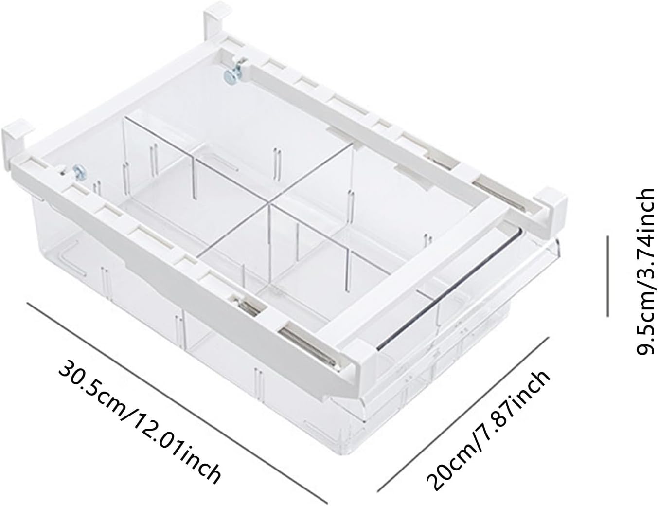 Fridge Drawer Organizer, Pull Out Shelf Storage Transparent Organizer for Refrigerator, Drawer Organizer for Egg, Fruit, Vegetable, Seafood, Meat, Cheese, Produce (White B)