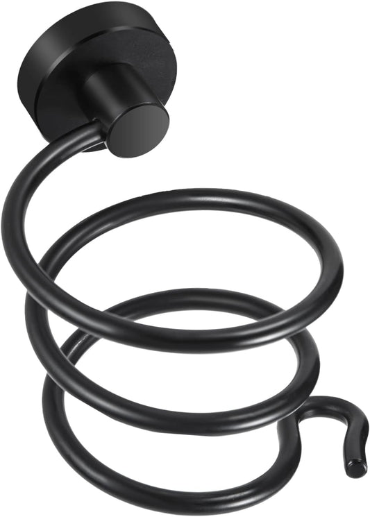 YUET Hair Dryer Holder Hairdryer Station Wall Mounted Stand Hanger Rack Blow Spiral Aluminum Construction Black Painted Shelf Storage for Bathroom Shower Room