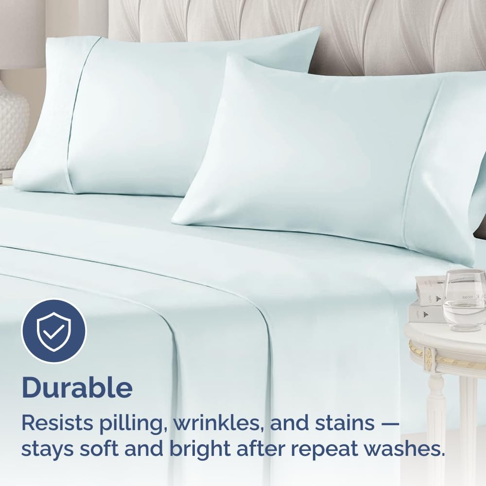 Queen Pillow Cases - 2 Pack - Super Soft Pillowcase Covers - Envelope Enclosure - Hotel Quality Pillow Protectors - Wrinkle Free, Shrink and Stain Resistant - Machine Washable - 20" x 30" (Ice Blue)