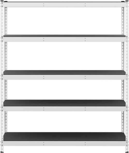 SafeRacks Modular Garage Shelving - 5 Tier Storage Shelves, Tall Metal Rack Shelves for Storage, Heavy Duty Steel Shelf Organizer for Garage, Or Kitchen Pantry (White, 18 x 60 x 72)
