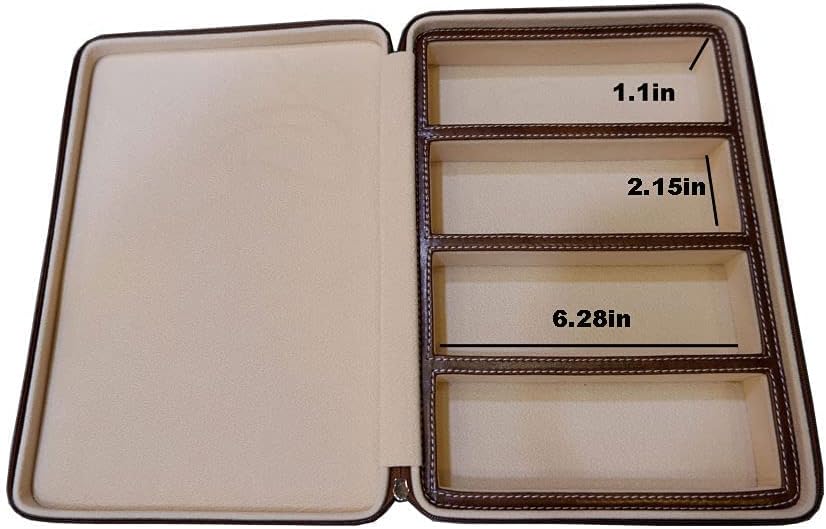 4 Slots PU Leather Eyeglasses Storage Box Sunglasses Box Jewelry Display Case Watch Box for Women Men(4GL-Coffee brown)