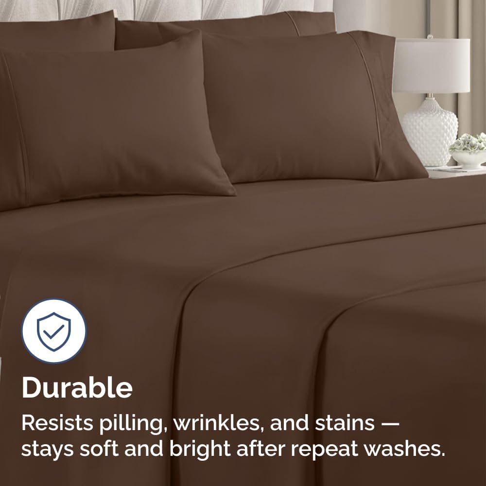 King Pillow Cases - 4 Pack - Super Soft Pillowcase Covers - Envelope Enclosure - Hotel Quality Pillow Protectors - Wrinkle Free, Fade, Shrink & Stain Resistant - Machine Washable - 20" x 40" (Brown)